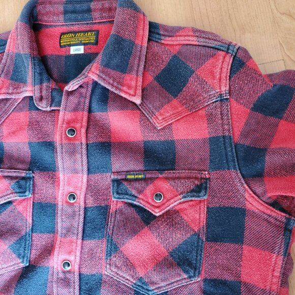 ❗🅂🄾🄻🄳❗Iron Heart IHSH-232 Ultra Heavy Flannel West Shirt Size L - Picture 3 of 11